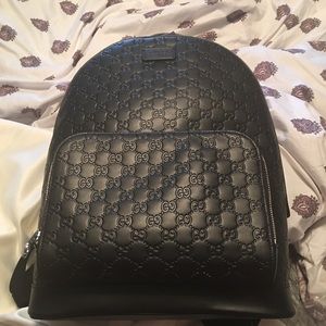 Leather black Gucci mens backpack